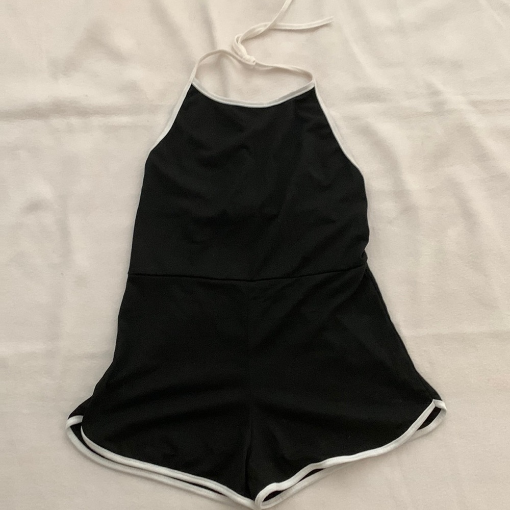 Black and white shirt romper